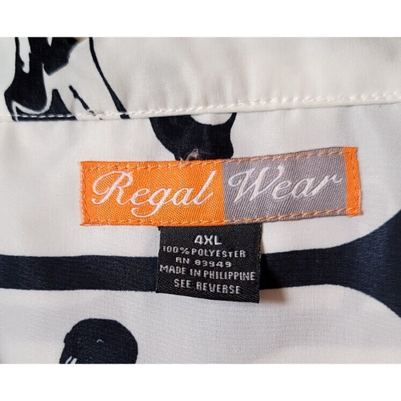 Sz 4XL Regal Wear Men's Comfort Wear Shirt Black & White Basketball Print Button - Picture 4 of 6